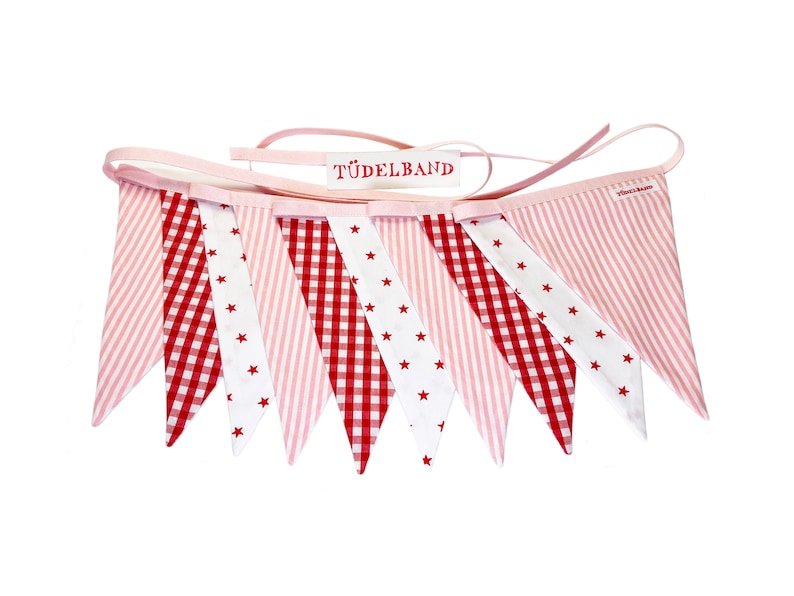 Pennant chain pennant garland ...with 10 pennants...pink...red... image 4