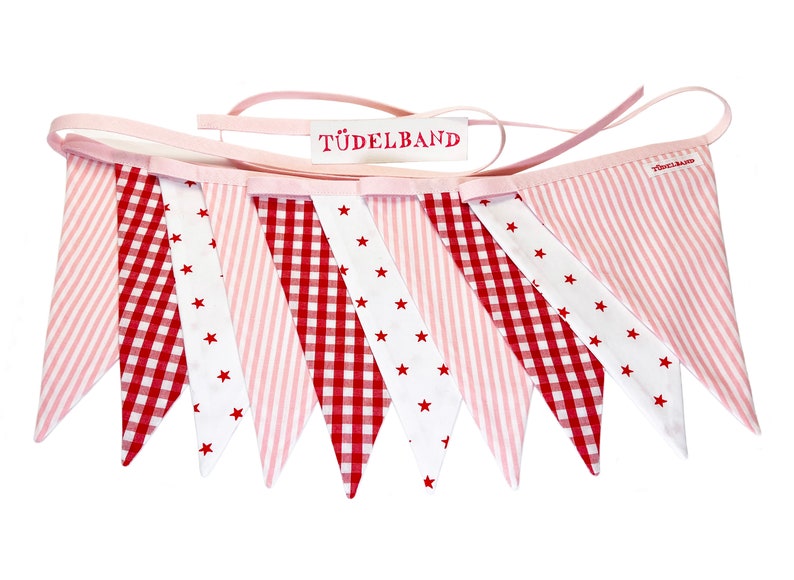 Pennant chain pennant garland ...with 10 pennants...pink...red... image 1