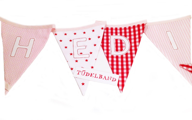 Pennant chain pennant garland ...with 10 pennants...pink...red... image 2