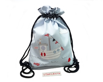 Turnbeutel Kinderturnbeutel Kindertasche ...kleiner Elbkutter... hellblau...maritim...