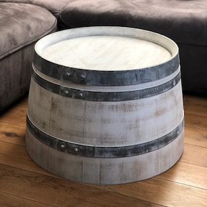 Wine Barrel Coffee Table Shabby White - half wine barrel