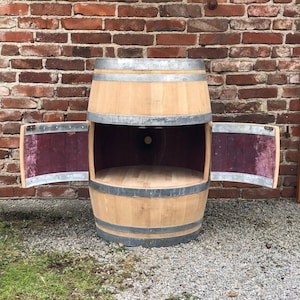 Wine barrel bar with small doors
