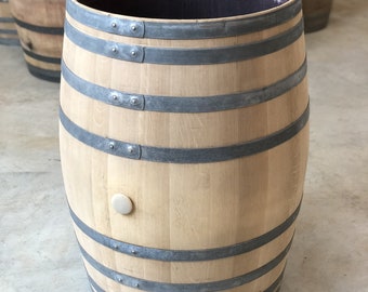 Plant pot made from a whole used 300l wine barrel