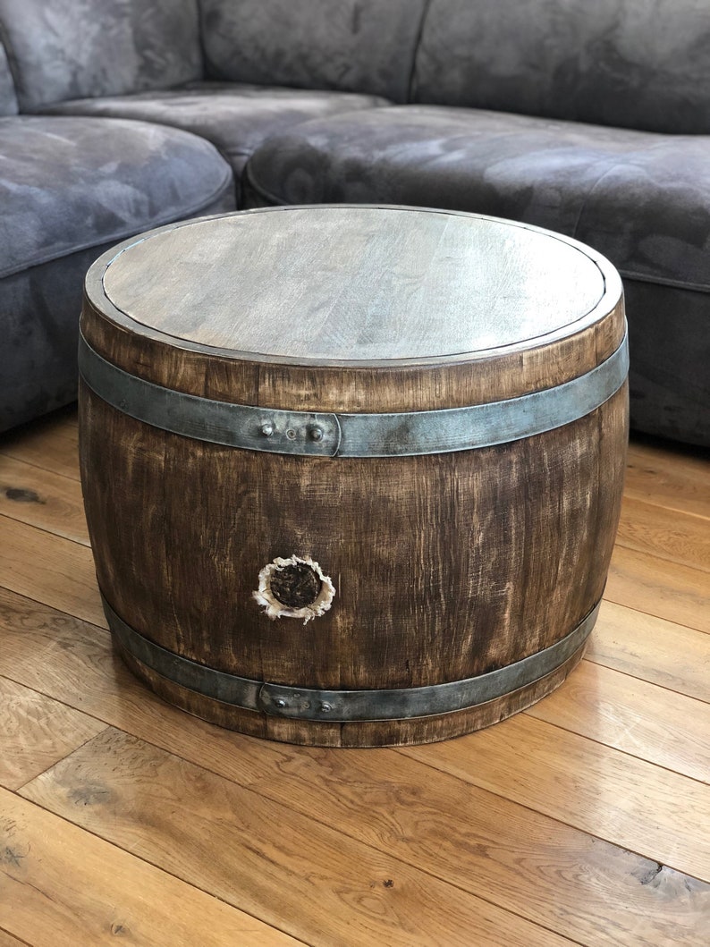 Belly Wine Barrel Coffee Table With Wooden Lid Whisky Barrel Etsy