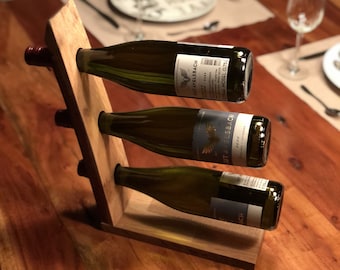 Wine bottle holder made of wine barrel stave