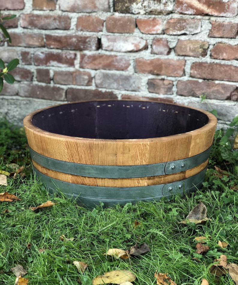 Flower pot made from 1/4 used 225l wine barrel 55l geölt