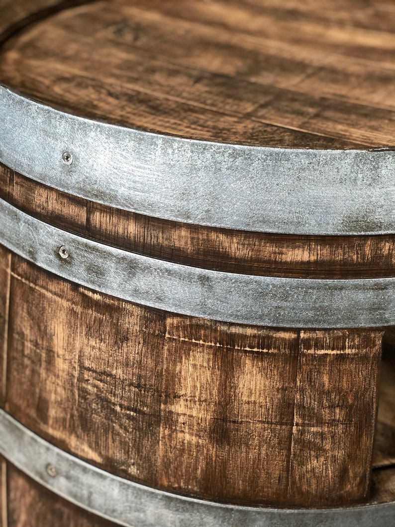 Table basse tonneau de vin avec étagère aspect tonneau de whisky image 3