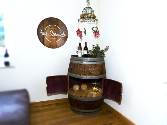 bar tonneau de vin avec de petites portes à gekokelt et huilé | etsy