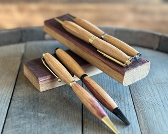 Ballpoint pen made from wine barrel staves