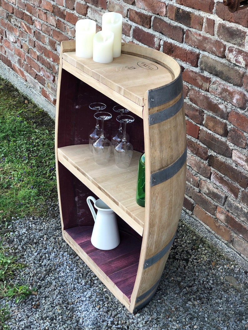 Round wine barrel shelf Natur