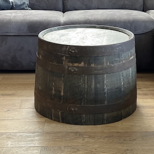whiskey barrel coffee table - half whiskey barrel