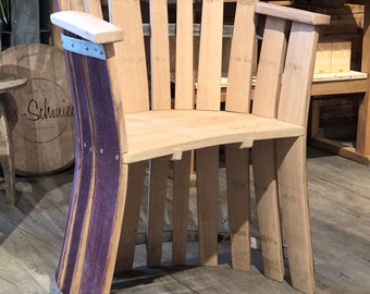 Wine barrel chair made from barrel staves