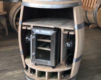 Bar à tonneau à vin "refroidisseur à vin" porte-bouteille et verre, tonneau à vin 225L