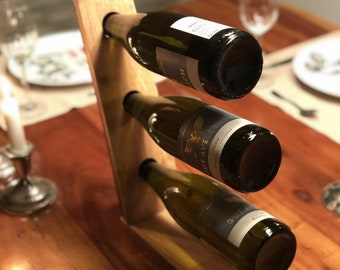Wine bottle holder made of wine barrel stave