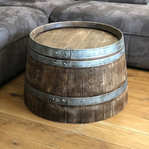 Wine barrel coffee table whiskey barrel look - half wine barrel