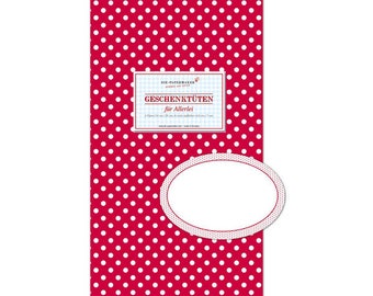 Paper Bags Dots Red incl. Sticker Set of 6