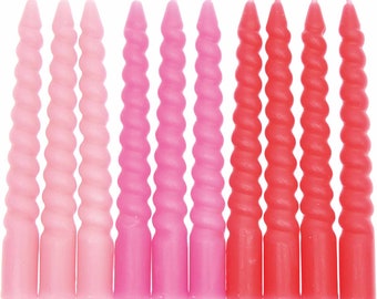 Spiral Candles Pink Mix 10pcs - Birthday Party Decoration