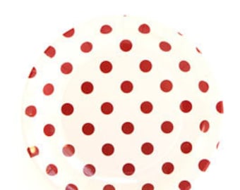 Plaque de papier points blanc/rouge ensemble de 12