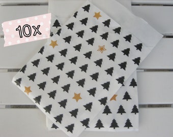 Paper Bags Fir & Star Set of 10