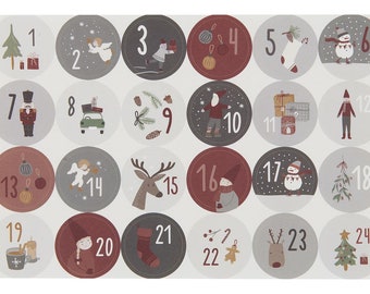 Advent Calendar Numbers Sticker Hygge Pack of 24 Advent Calendar Stickers