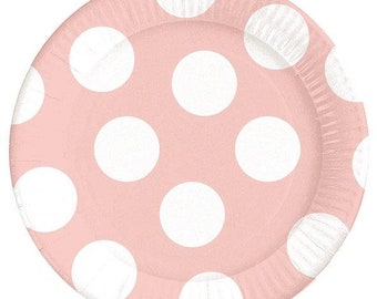 Paper plate dots pink 10 pieces