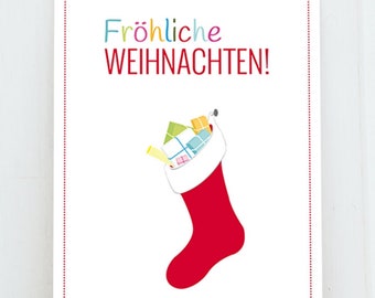 Postkarte Weihnachtssocke Nikolaus