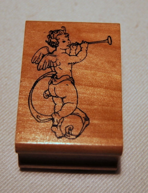Stempel Aus Holz Engel Mit Trompete Etsy