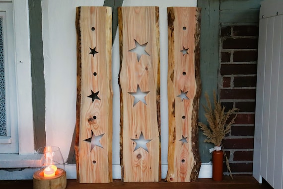 Holzstele "Stern" groß | Holzaufsteller Weihnachten | Landhausdeko aus Lärchenholz für Eingangsbereich | Weihnachtsdeko für Draußen aus Holz