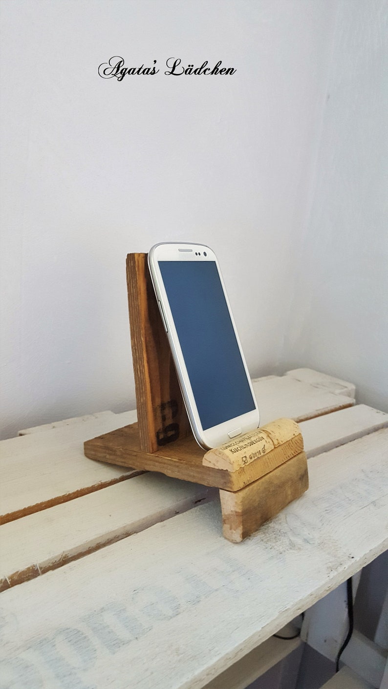 Vintage Handyhalter Universal Handyhalterung aus Holz