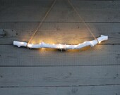 DIY decorative branch for hanging with LED light chain Shabby Chic Utensil Holder Branch with hook for hanging for window decoration in vintage style