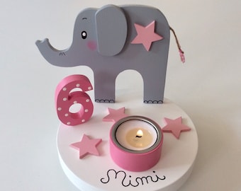 Birthday candle holder from Pilzglück with birthday number, children's birthday party, birthday number, birthday, baby, child, birth, elephant