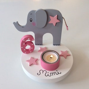 Birthday candle holder from Pilzglück with birthday number, children's birthday party, birthday number, birthday, baby, child, birth, elephant image 1