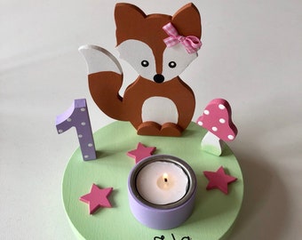 Birthday candle holder mushroom happiness, birthday candle kid, birthday candle fox, children's birthday fox, children's birthday, birthday kid