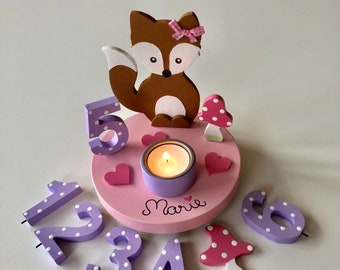 Birthday candle holder mushroom luck, birthday candle child, birthday candle fox, children's birthday fox, children's birthday, birthday child