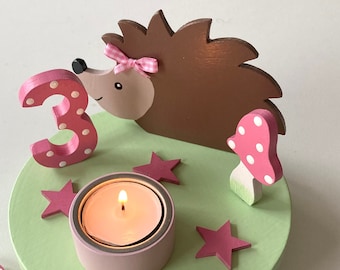 Birthday candle holder mushroom happiness, birthday candle child, birthday candle hedgehog, gift birth, hedgehog, children's birthday, birthday baby