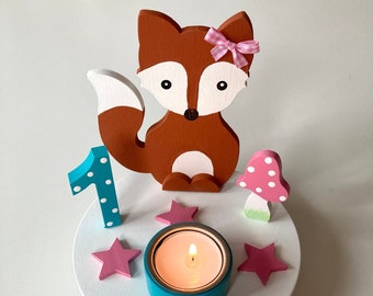 Birthday candle holder mushroom happiness, birthday candle child, birthday candle fox, children's birthday fox, children's birthday, birthday child