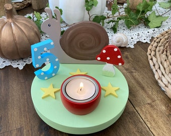 Birthday candle holder mushroom happiness, birthday candle, child, snail, baby, birthday candle snail, birth gift, children's birthday