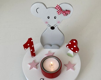 Birthday candle holder mushroom happiness, birthday candle child, birthday candle mouse, children's birthday mouse, children's birthday, birthday baby