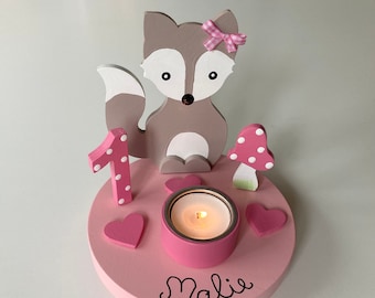 Birthday candle holder mushroom happiness, birthday candle child, birthday candle fox, children's birthday fox, children's birthday, birthday child