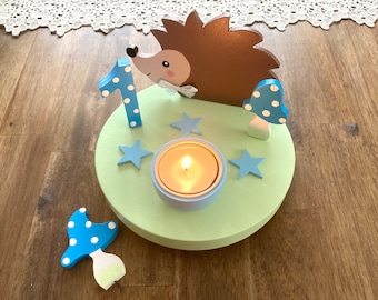 Birthday candle holder mushroom happiness, birthday candle child, birthday candle hedgehog, gift birth, hedgehog, children's birthday, birthday baby