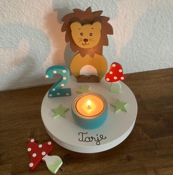 Geburtstags-Kerzenhalter Pilzglück, Geburtstagskerze Kind, Geburtstagskerze Löwe Kindergeburtstag Löwe, Kindergeburtstag, Geburtstag Kind
