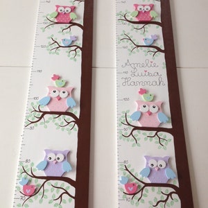 Kindermesslatte von Pilzglück, Messlatte, Messleiste, Kind, Kinderzimmer, Baby, Geburt, Taufe, Geschenk, Eule, Fliegenpilz, Tiere