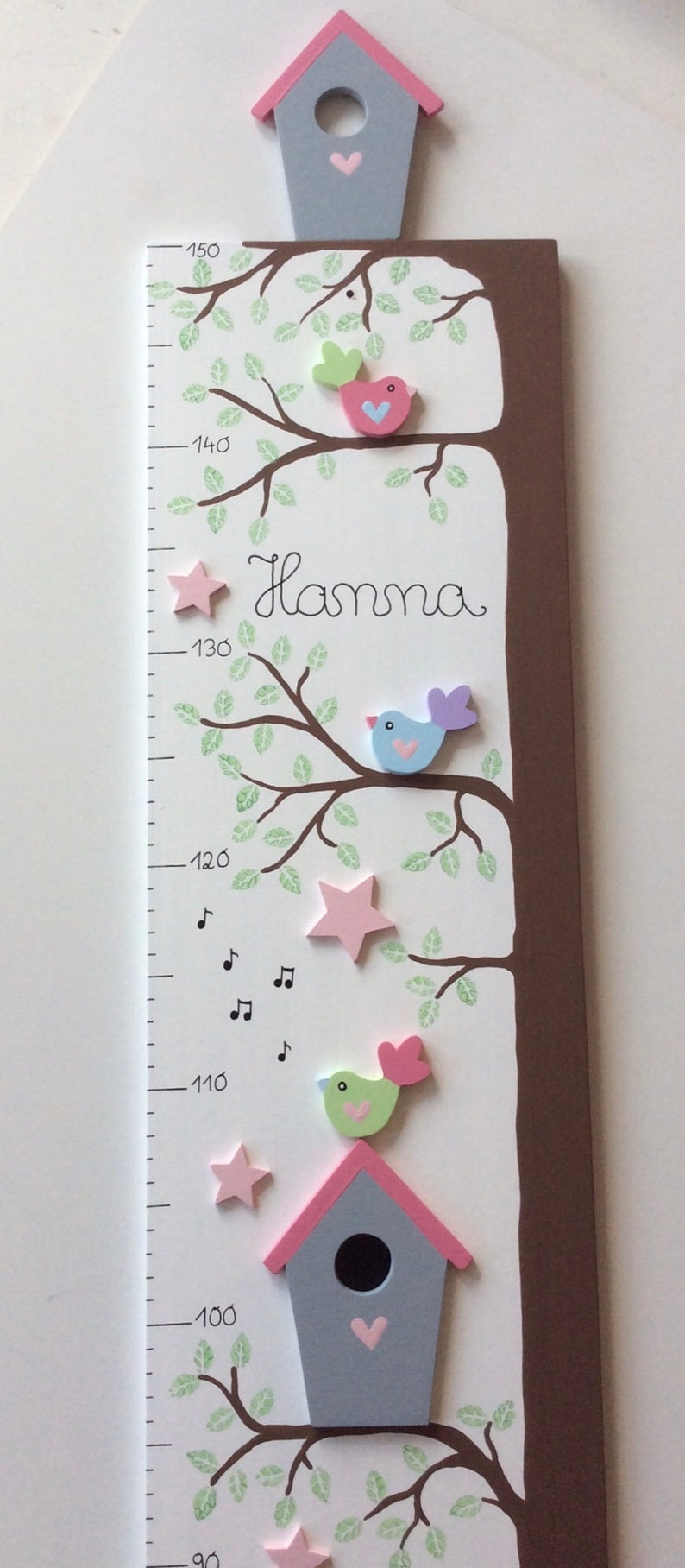 Children's measuring stick from Pilzglück, measuring stick, measuring bar, child, wood, children's room, baby, gift, birth, baptism, deer, fly agaric, star, tree image 2
