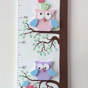 Children's Bar of Pilzglück, yardstick, measuring strip, child, children's room, baby, birth, gift, baptism, wood, owl, fly mushroom, animals image 4