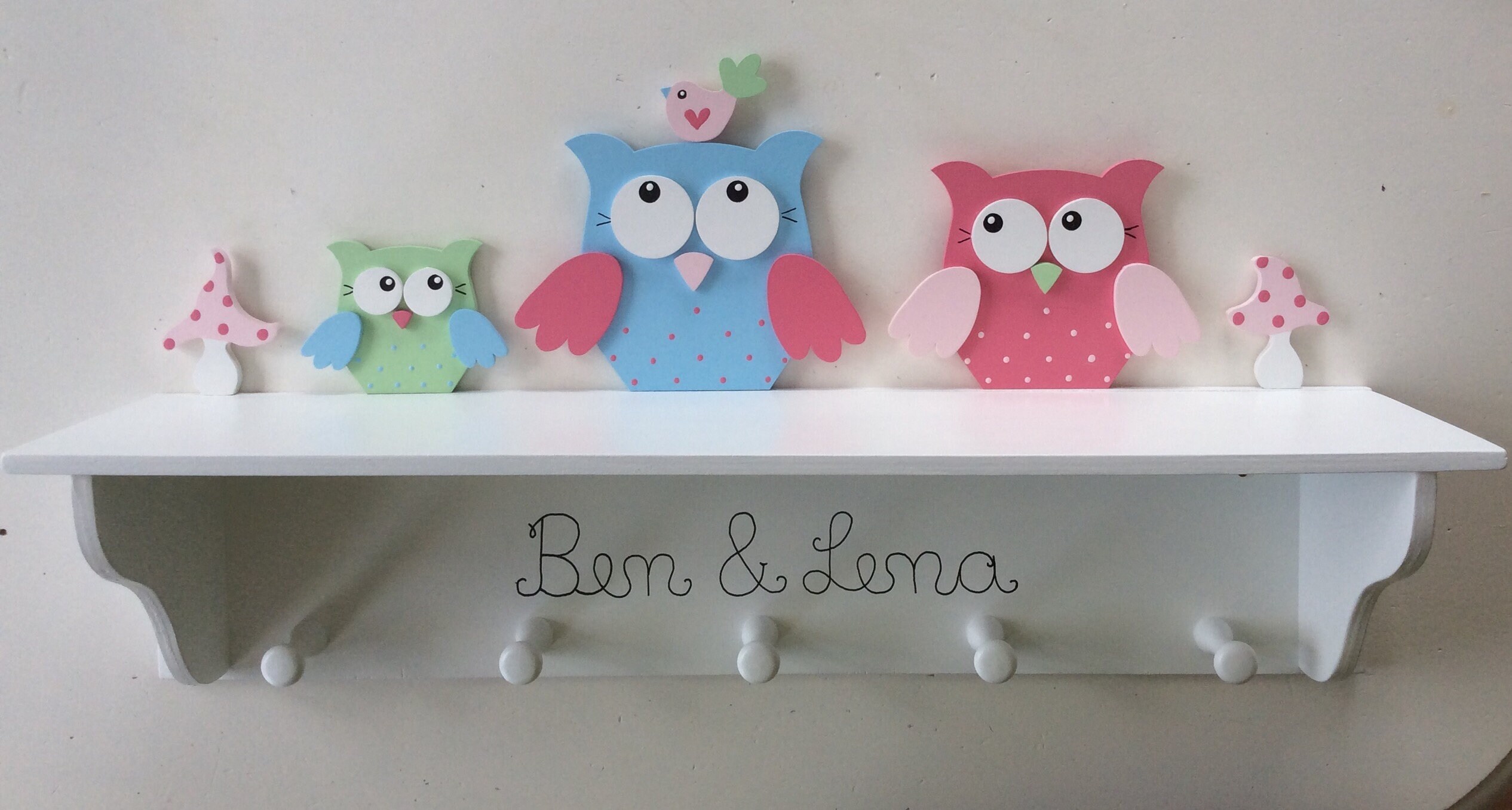 Shelf / wardrobe by Pilzglück, children's wardrobe, owl, toadstool, wall shelf, children's room, baby room, storage for changing table, wood