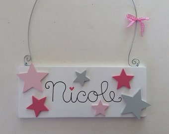 Name tag of Pilzglück, door sign, shield, Star, star, name, children's room, child, baby, birth, baptism, birthday