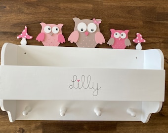 NEW!! Shelf with compartment from Pilzglück, children's wardrobe, owl, fly agaric, shelf, boy, girl, children's room, changing table shelf, baby room