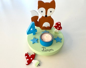Birthday candle holder mushroom luck, birthday candle child, birthday candle fox, children's birthday fox, children's birthday, birthday child