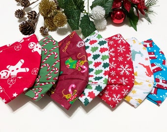 Christmas Face Masks with Filters, Winter Themed Face Mask, Snowflakes Face Mask, Washable, 3 Layers, %100 Cotton, Nose Wire
