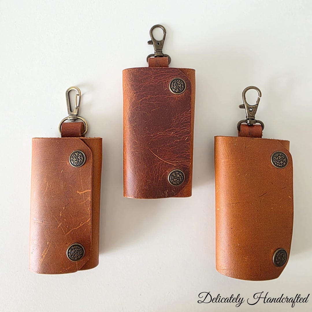 Handmade Genuine Leather Key Organizer – Foldable Keychain Wallet ...